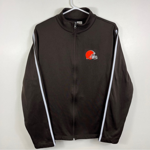 NFL Cleveland Browns Light Weight Track Jacket Brown Zip Front  Sz M - Picture 1 of 10